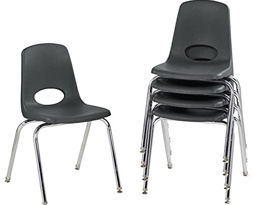 FDP 18″ School Stack Chair, Stacking Student Seat with Chromed Steel Legs and Nylon Swivel Glides; for in-Home Learning, Classroom or…