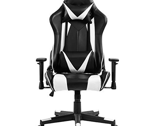 Kasorix White Ergonomic Gaming Chair Small Gaming Chair for Kid PC Computer Chair with PVC Leather Gaming Chair-8562WHITE