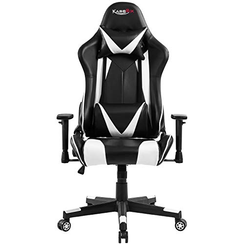 Kasorix White Ergonomic Gaming Chair Small Gaming Chair for Kid PC Computer Chair with PVC Leather Gaming Chair-8562WHITE