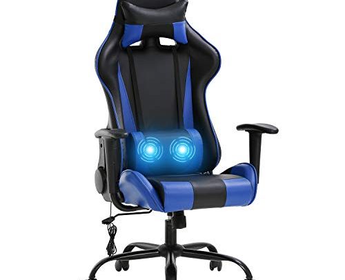 Gaming Chair,Massage Office Chair Racing Desk Chair High Back PU Leather Executive Rolling Task Adjustable Computer Chair with Lumbar Support…