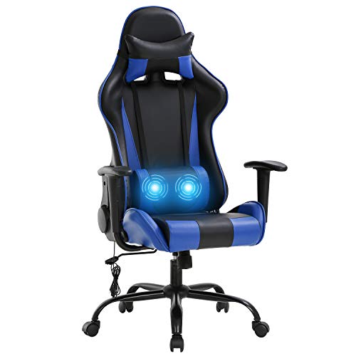 Gaming Chair,Massage Office Chair Racing Desk Chair High Back PU Leather Executive Rolling Task Adjustable Computer Chair with Lumbar Support…