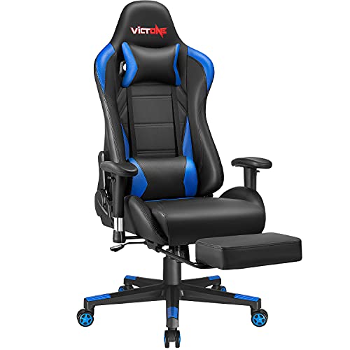 VICTONE Gaming Chair Office Computer Chair Video Racing Leather Chair Adjustable High Back Desk Chair with Footrest and Lumbar Support…