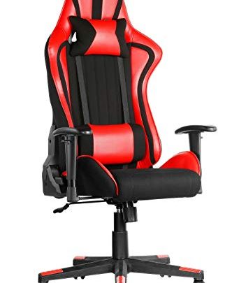 JJS Gaming Computer Chair, Home Office Racing Style Ergonomic Reclining Adjustable High Back PU Leather E-Sports Desk Chair with Removable…