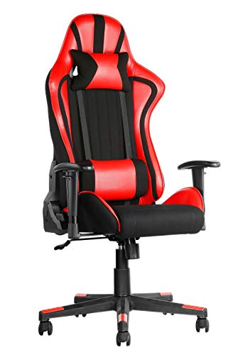 JJS Gaming Computer Chair, Home Office Racing Style Ergonomic Reclining Adjustable High Back PU Leather E-Sports Desk Chair with Removable…