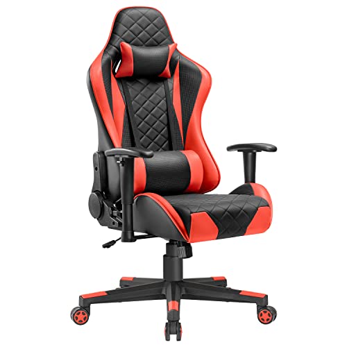 Shahoo Gaming Chair Racing Executive Ergonomic High Back Office Computer Height Adjustable Leather Swivel Seat with Headrest, Lumbar Support and…