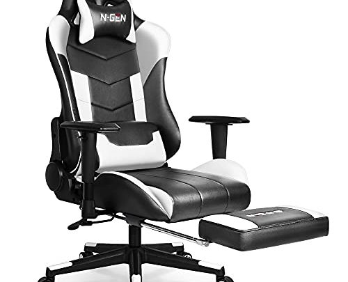 N-GEN Gaming Chair Computer Ergonomic Office Adjustable Lumbar Support Racing Style High Back Desk Headrest Swivel Executive E-Sports Video Game…
