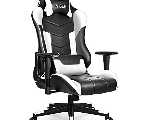 N-GEN Gaming Chair Computer Ergonomic Office Adjustable Lumbar Support Racing Style High Back Desk Headrest Swivel Executive E-Sports Video Game…