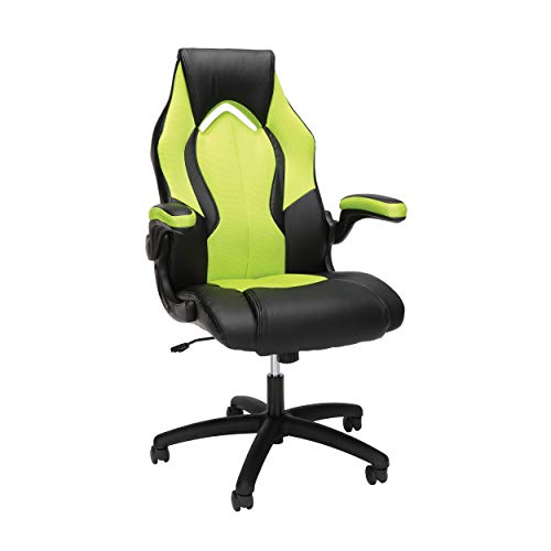 OFM ESS Collection High-Back Racing Style Bonded Leather Gaming Chair, in Green (ESS-3086-GRN)