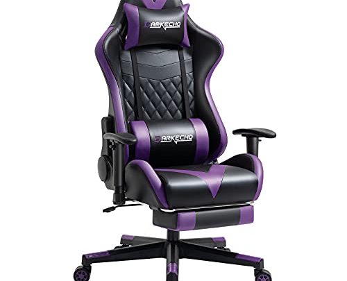 Darkecho Purple Gaming Chair with Footrest Massage Racing Office Ergonomic Chair Leather Reclining Video Game Chair Adjustable Armrest High Back…