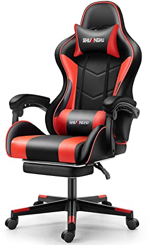 Shuanghu Gaming Chair PC Ergonomic Office Chairs High Back Computer Video Gamer Chair with Footrest Headrest Lumbar Support Reclining Computer…