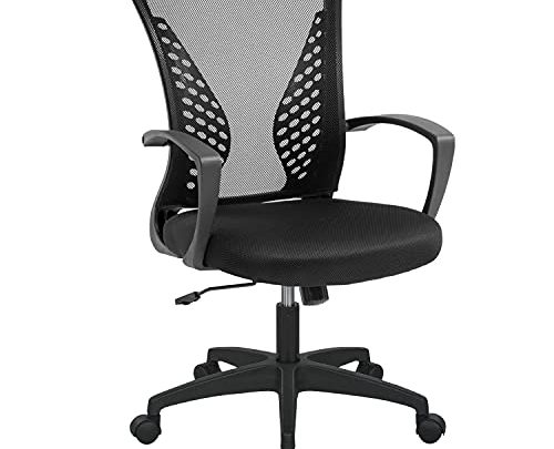 Office Chair Computer Chair Ergonomic Mid Back Swivel Chair Rolling Desk Chair with Armrest Height Adjustable Lumbar Support Mesh Chair,Black