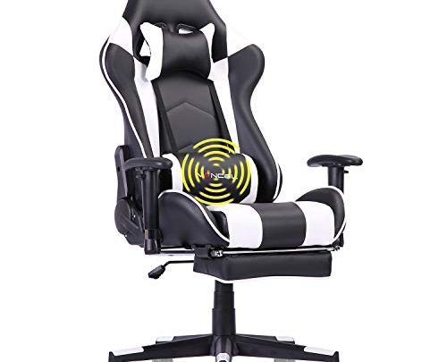 Gaming Chair with Footrest Gamer Chair Computer Chair Massage Gaming Chairs High Back Ergonomic Adjustable Office Chair with Headrest and…