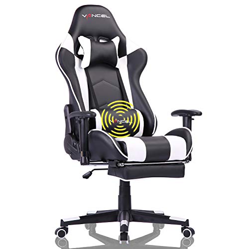 Gaming Chair with Footrest Gamer Chair Computer Chair Massage Gaming Chairs High Back Ergonomic Adjustable Office Chair with Headrest and…
