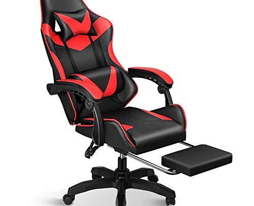 YSSOA Gaming Office High Back Computer Leather Desk Mesh Ergonomic Adjustable Swivel Task Chair with Headrest and Lumbar Support, Red,…
