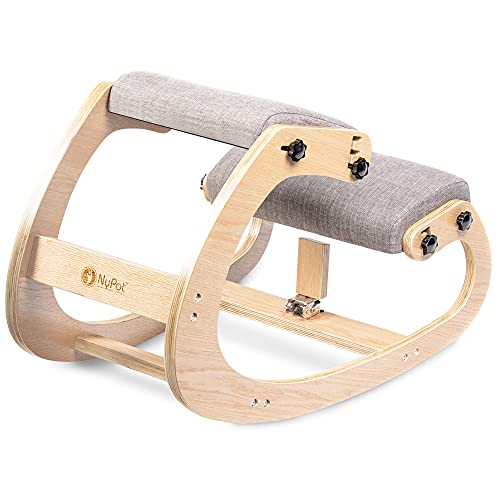 NYPOT Premium Ergonomic Kneeling Chair – Adjustable Rocking Knee Chair & Posture Chair – Wooden Office Chair for Back Pain…