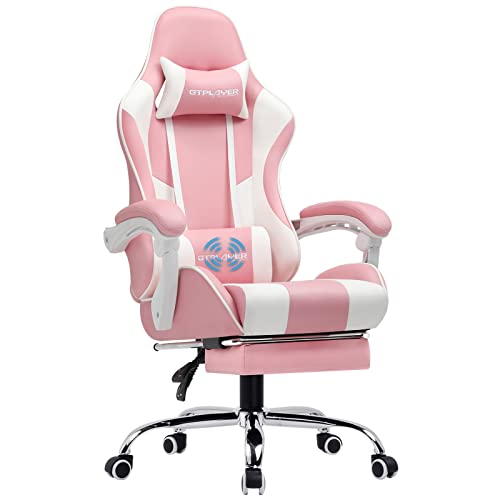 GTPLAYER Gaming Chair, Computer Chair with Footrest and Lumbar Support, Height Adjustable Game Chair with 360°-Swivel Seat and Headrest and…