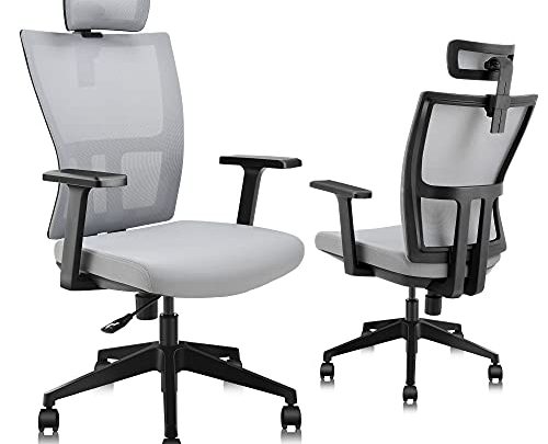 YITAHOME Office Chair Ergonomic, Mesh Executive Computer Chair Rolling Swivel with Lumbar Support Armrest, Widen Padded, Adjustable Headrest, for Work…