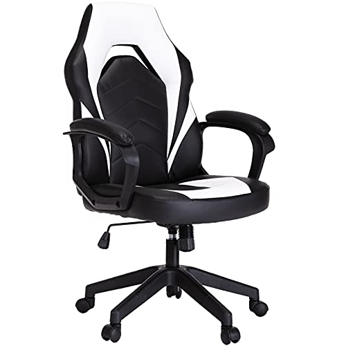 Office Chair, Ergonomic Gaming Chair Comfortable Desk Chair Computer Chair PU Leather Executive Swivel Chair with Padded Armrests and Lumbar…
