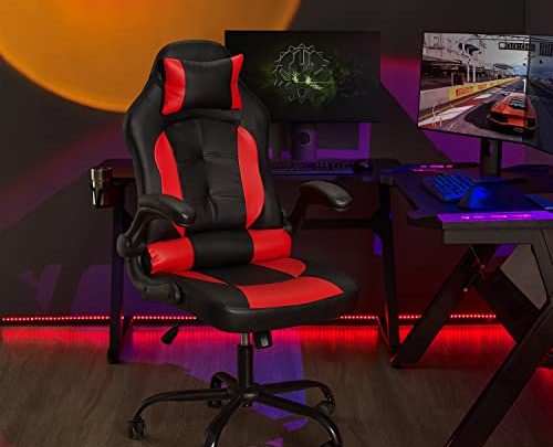 GAMFEINE Gaming Chair, PU Leather Ergonomic Computer Chair with Lumbar Support Headrest and Armrests, High Back Swivel Executive Office Chair,…