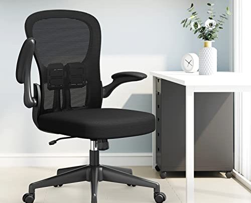 Office Chair – Ergonomic Desk Chair with Flip-up Armrest, Lumbar Support Height Tilting Adjustment, High-Density Seat Cushion, YONISEE Mesh Back…