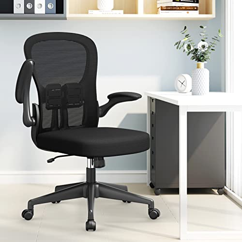 Office Chair – Ergonomic Desk Chair with Flip-up Armrest, Lumbar Support Height Tilting Adjustment, High-Density Seat Cushion, YONISEE Mesh Back…