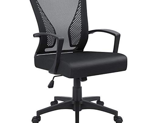 Furmax Office Chair Mid Back Swivel Lumbar Support Desk Chair, Computer Ergonomic Mesh Chair with Armrest (Black)