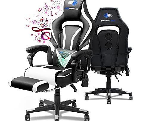 SOUTHERN WOLF Video Gaming Chair with Massage Function – Bluetooth Office Swivel Chair with Racing Style – Ergonomic Home Office…