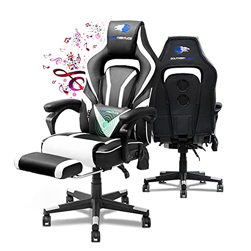SOUTHERN WOLF Video Gaming Chair with Massage Function – Bluetooth Office Swivel Chair with Racing Style – Ergonomic Home Office…