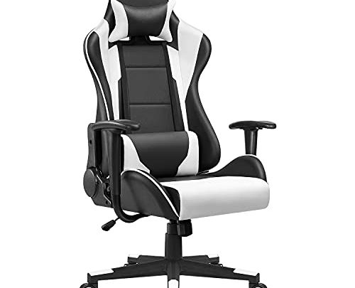Shahoo Gaming Chair Executive Ergonomic High Back Office Computer Height Adjustable Leather Swivel Racing Seat with Headrest and Lumbar Support,…
