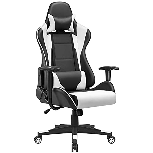 Shahoo Gaming Chair Executive Ergonomic High Back Office Computer Height Adjustable Leather Swivel Racing Seat with Headrest and Lumbar Support,…