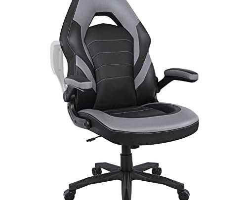 Gaming Chair Racing Computer Desk Executive Office Chair, 360°Swivel Flip-up Arms Ergonomic Design Thick Padding for Lumbar Support Women Men…