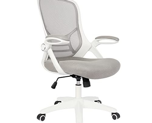 Office Chair Ergonomic Mesh Swivel Computer Task Desk Chair Comfortable, Flip-up Arms, Adjustable Height (Grey)