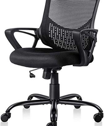 Home Office Chair Ergonomic Computer Desk Chair Mesh Mid-Back Height Adjustable Swivel Chair with Armrest