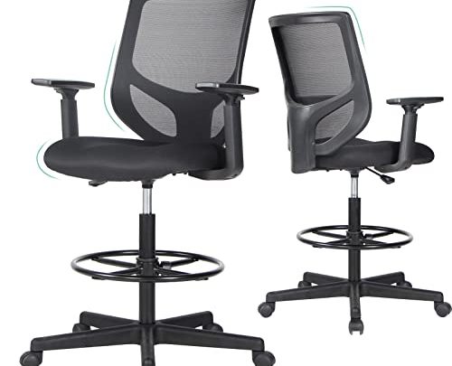 Drafting Chair, Tall Office Chair, High Adjustable Standing Desk Chair, Ergonomic Mesh Computer Task Table Chairs with Adjustable Armrests and…