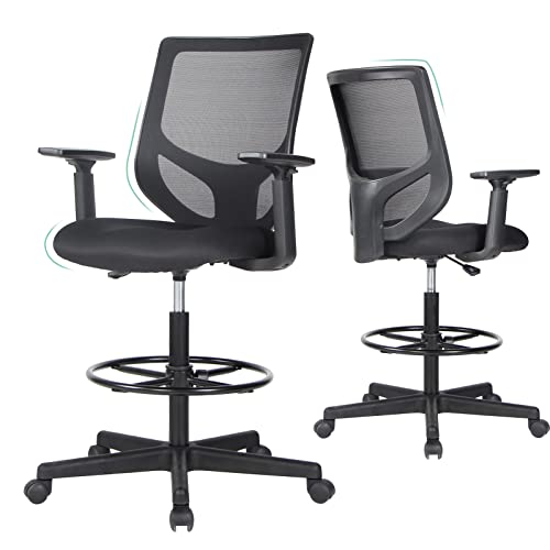 Drafting Chair, Tall Office Chair, High Adjustable Standing Desk Chair, Ergonomic Mesh Computer Task Table Chairs with Adjustable Armrests and…