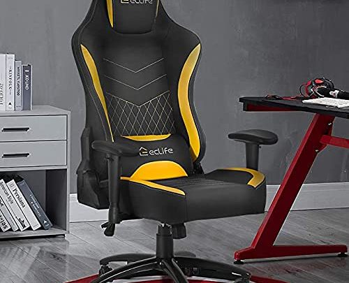 Gaming Chair Racing Massage Computer – Cushioned Comfort High Back PU Leather USB Vibrator Ergonomic Recliner Home Office Video Game…