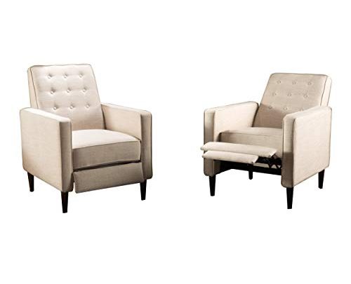 GDFStudio Marston Mid Century Modern Fabric Recliner (Set of 2) (Wheat)