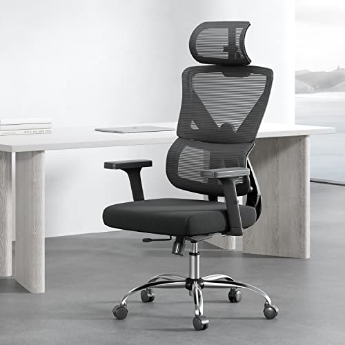 Hbada Ergonomic Office Chair Elastic Adaptative Adjustment Back Lumbar Support Mesh Desk Chair with 115° Rocking, Black
