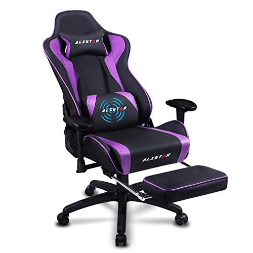 Gaming Chair with Footrest Racing Office Chair High Back Computer Desk Chair PU Leather Ergonomic Executive Swivel Chair with Headrest…