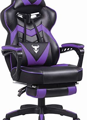 Purple Gaming Chair, Reclining Computer Chair with Footrest, High Back Gamer Chair with Massage, Ergonomic PC Gaming Chair, Racing Style…