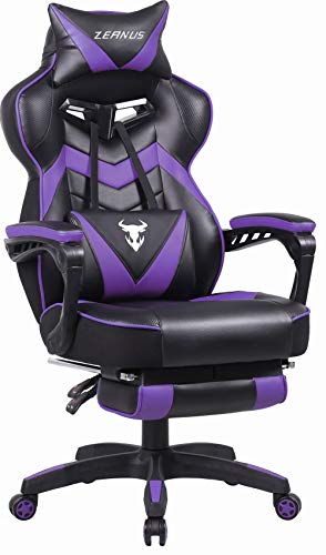 Purple Gaming Chair, Reclining Computer Chair with Footrest, High Back Gamer Chair with Massage, Ergonomic PC Gaming Chair, Racing Style…