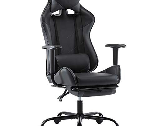 Office Chair Racing Gaming Chair High Back PU Leather Computer Desk Executive and Ergonomic Swivel Chair with Retractable Footrest, Headrest…
