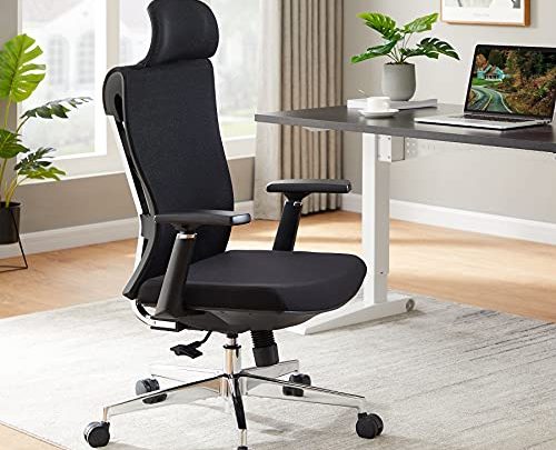 Tribesigns Ergonomic Office Chair, High Back Desk Chair with Metal Backrest, Sponge Lumbar Support, Thick Seat Cushion, 3D Armrest, Adjustable…