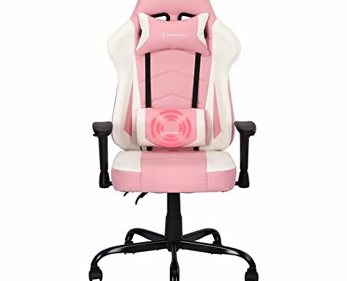 BOSMILLER Massage Gaming Chair, Ergonomic 3D Spine Support and High Back Racing Video Gaming Chair for Adults,Adjustable Swivel Computer Desk…
