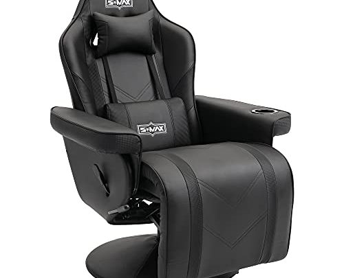 SMAX Gaming Recliner Chair Racing Style Ergonomic High Back Swivel PU Leather Gaming Chair Recliner with Adjustable Backrest and Footrest…