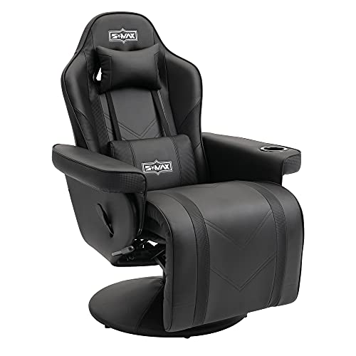 SMAX Gaming Recliner Chair Racing Style Ergonomic High Back Swivel PU Leather Gaming Chair Recliner with Adjustable Backrest and Footrest…