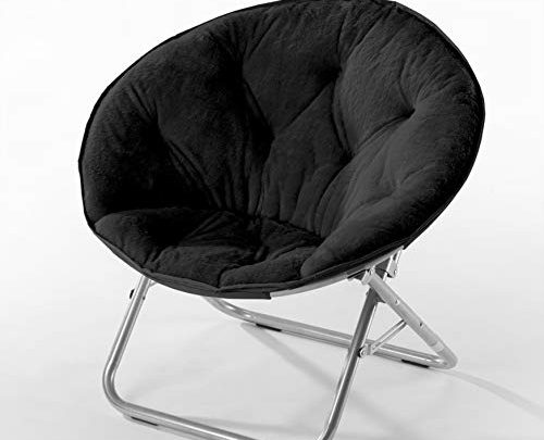 Urban Shop Faux Fur Saucer Chair, One Size, Black