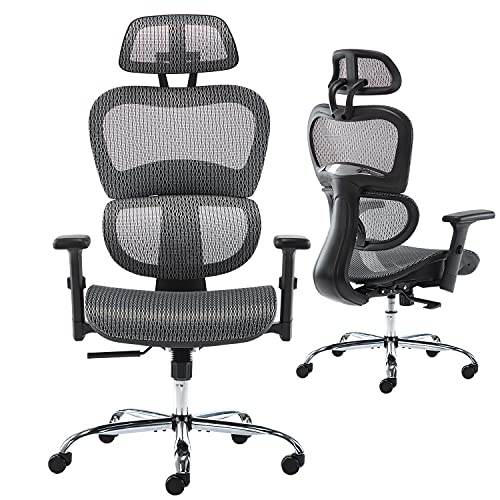 Office Chair Ergonomic Computer Chairs with Headrest, Home Office Desk Chair Mesh High Back Swivel Rolling Task Chair with Adjustable…
