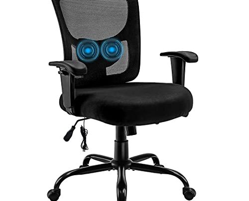 Big and Tall Office Chair 400lbs, Bigroof Ergonomic Mesh Desk Computer Chair with Adjustable Lumbar Support Arms High Back Wide…