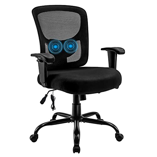 Big and Tall Office Chair 400lbs, Bigroof Ergonomic Mesh Desk Computer Chair with Adjustable Lumbar Support Arms High Back Wide…
